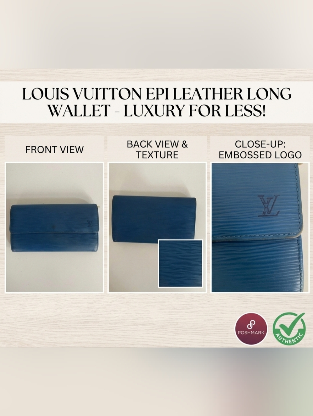 Authentic Louis Vuitton Blue Epi Leather International Long Wallet